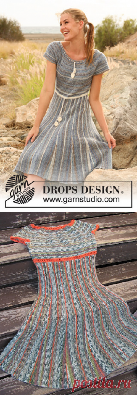 Платье с круглой кокеткой Drops 128-1 dress | Knitting club // нитин клаб