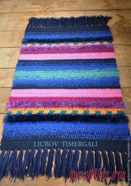 Купить Ковер «Песнь Фей у Ночного ручья», ручная работа, вязание. - разноцветный, синий, сиреневый