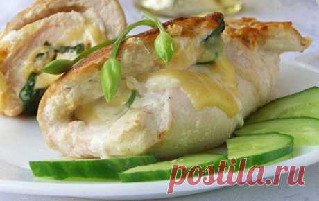 Куриные рулетики с сыром и черемшой