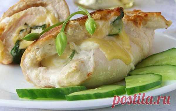 Куриные рулетики с сыром и черемшой