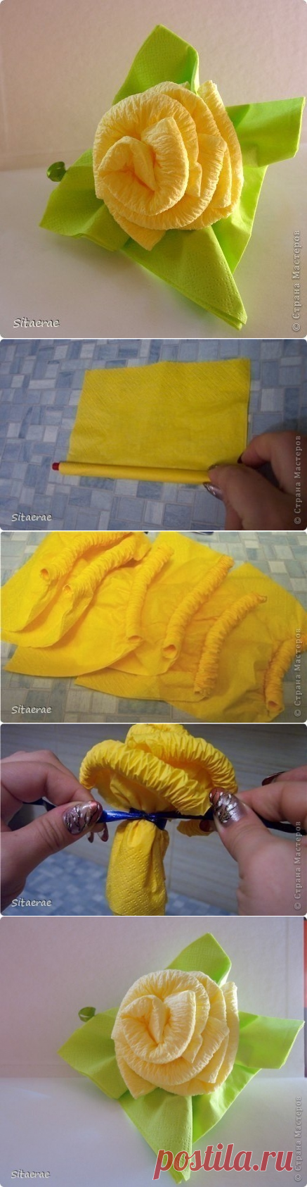 Роза из салфеток как украшение стола.