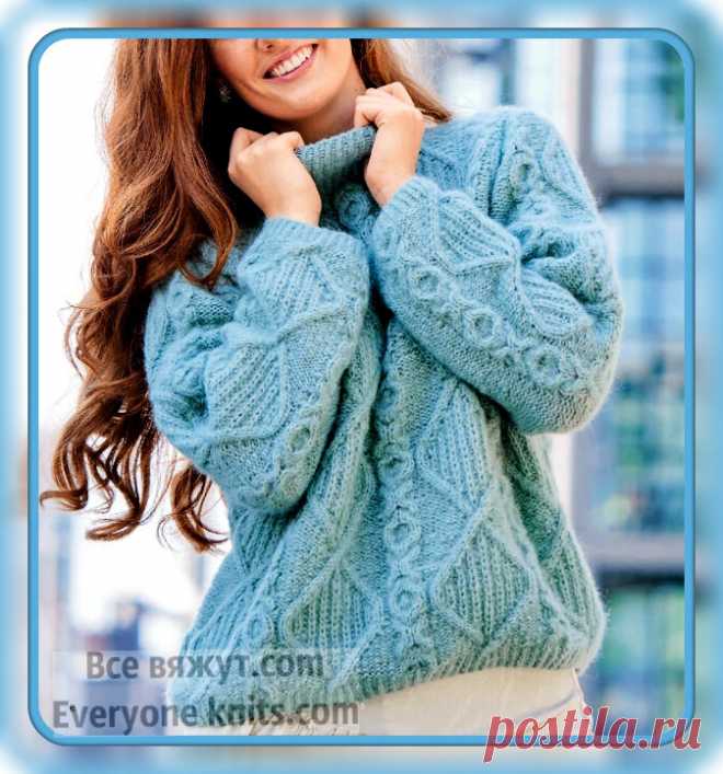 ОБЪЁМНЫЙ ДЖЕМПЕР С ВЫСОКИМ ВОРОТНИКОМ.
СТРУКТУРНЫЙ УЗОР ЭТОГО ДЖЕМПЕРА СОЕДИНИЛ В СЕБЕ 