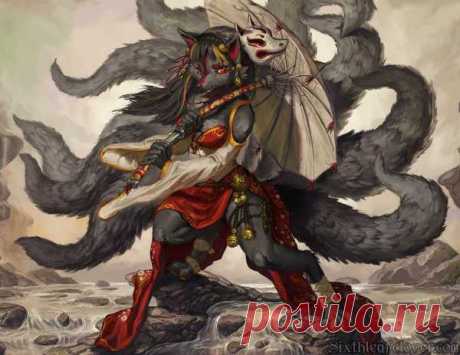 Rin Sakura Rin Sakura is her name and assassination is her game. She is a nine-tail fox who have become a skilled assassin. Her favorite weapon is a parasol with a katana hidden within the handle. CLICK HERE for Wall Scrolls.  