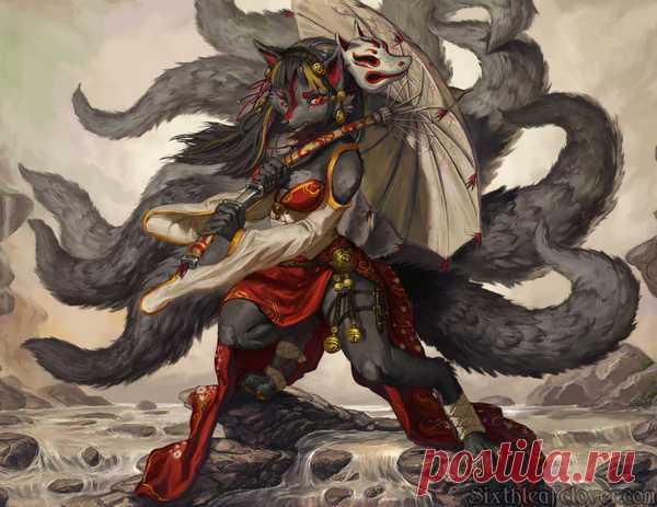 Rin Sakura Rin Sakura is her name and assassination is her game. She is a nine-tail fox who have become a skilled assassin. Her favorite weapon is a parasol with a katana hidden within the handle. CLICK HERE for Wall Scrolls.  