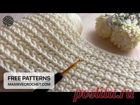 SUPER EASY Crochet Pattern for Beginners 1 ROW REP!⚡️💛 Crochet Stitch for Baby Blanket & Bag