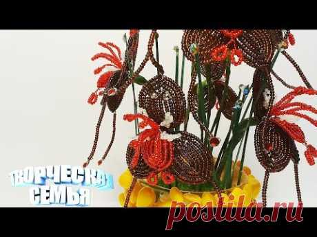 Цветы из бисера. Орхидея из бисера "Орхидея Дракула" МК, ✔️Beaded flowers, Orchid Dracula