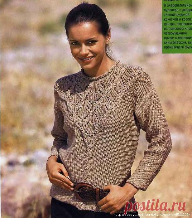 Пуловер спицами.