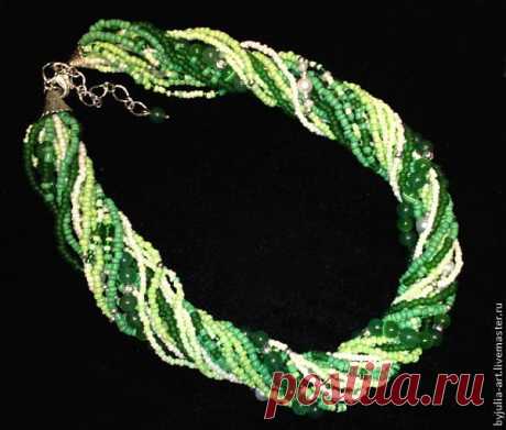 Бисерное колье &quot;Green Story&quot; - Ярмарка Мастеров - ручная работа, handmade