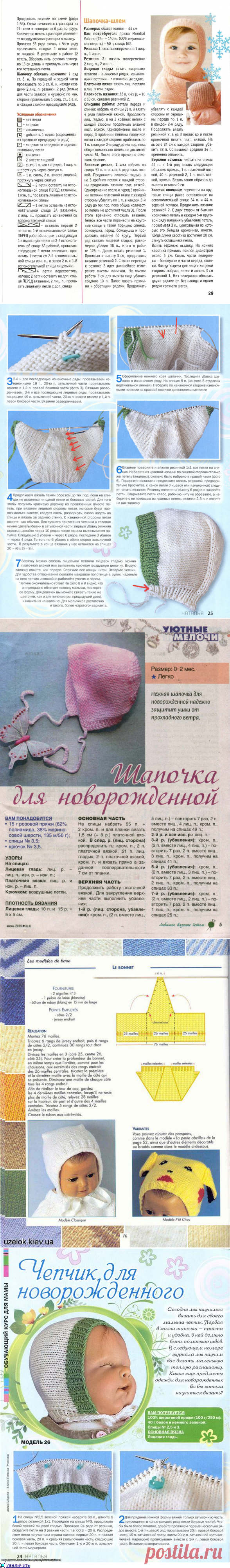 Как вязать чепчик описание спицами