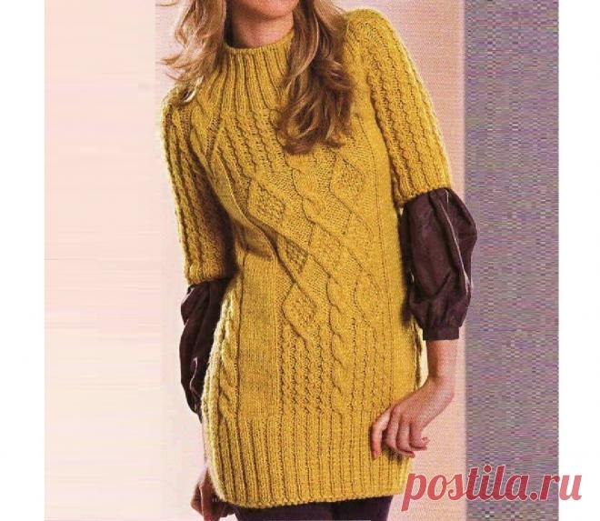 Тёплая туника горчичного цвета