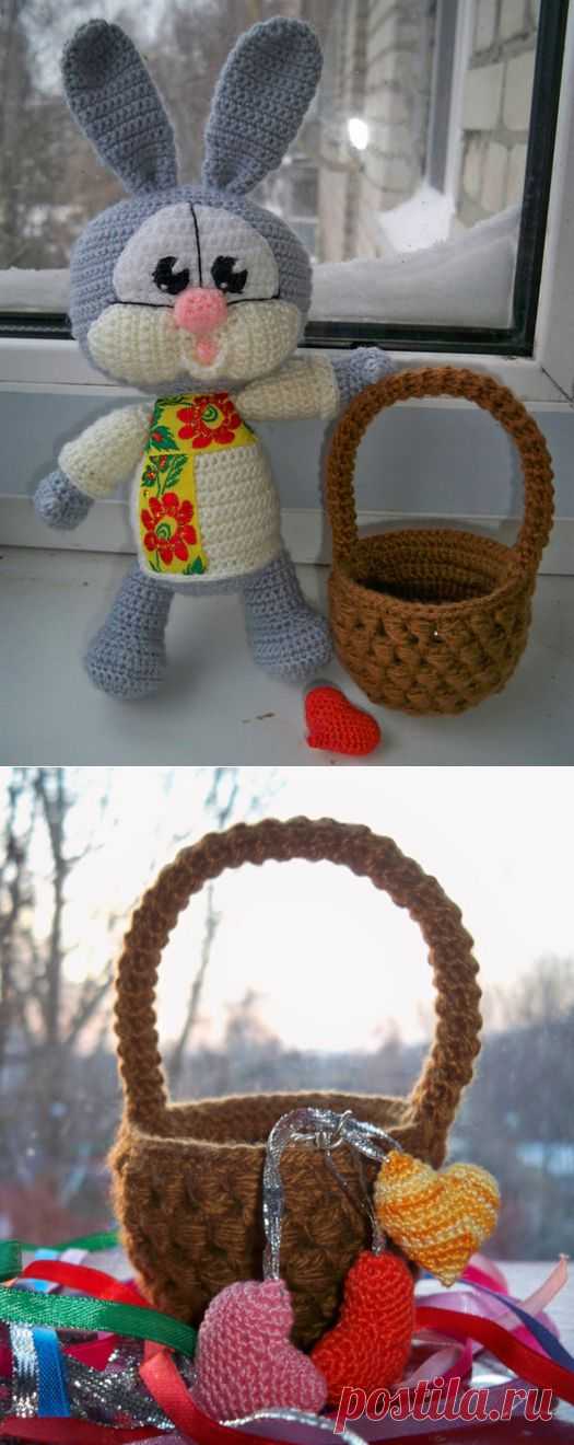 Вяжем корзинку крючком.