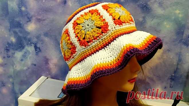 ПАНАМА ИЗ МОТИВОВ КРЮЧКОМ. 1ЧАСТЬ. Панамка для начинающих, подробное видео.