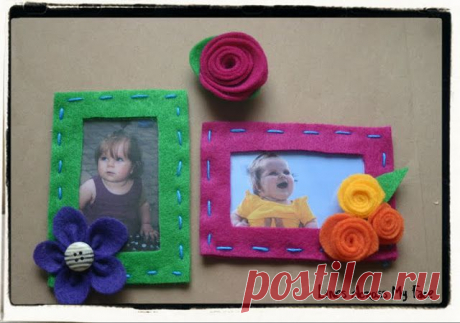 Рамочка для детских фотографий из фетра.