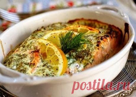 Запеченная сочная семга с лимоном