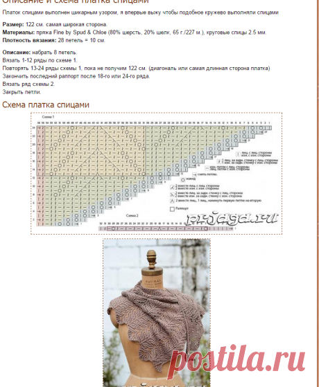 Схема платка спицами