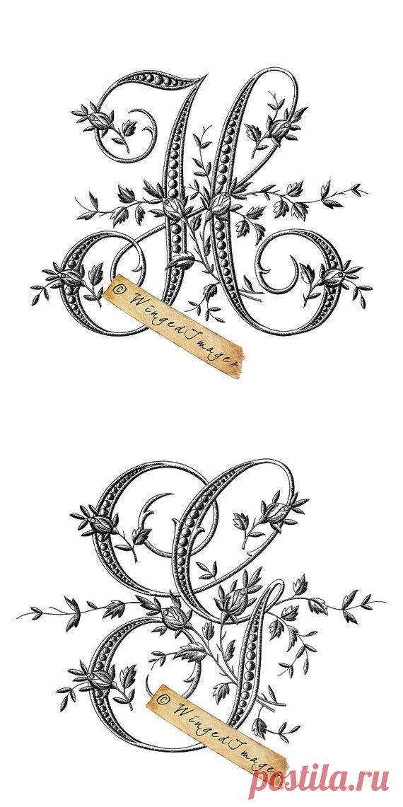 Монограммы на подушках. Шаблоны для переноса принтов на ткань