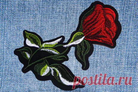 Rose Flower Embroidered Iron On Patch Applique Iron On by KBazaar