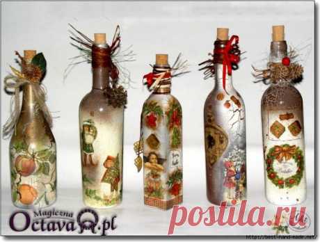 Волшебные бутылки. Потрясающие работы! Декупаж.