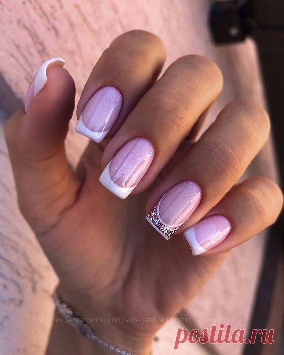 Французский маникюр на квадратные ногти