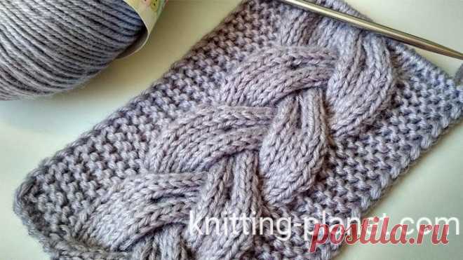 Объемная коса спицами из 12 петель.Широкие косы спицами схемы