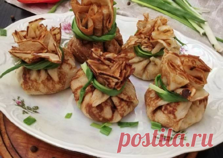Блинные мешочки с жюльеном из красной рыбы - пошаговый рецепт с фото. Автор рецепта Наталия Вертинская . - Cookpad