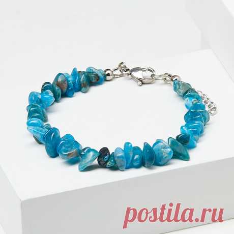 690 р-Купить Браслет апатит синий Бразилия (биж. сплав, сталь хир.) 16 см (+3 см) Доставка по всему миру! Заходи и покупай сейчас! | Интернет-магазин Минерал Маркет - 415096