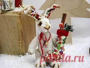 Новогодний зайчик в технике тедди - Ярмарка Мастеров - ручная работа, handmade