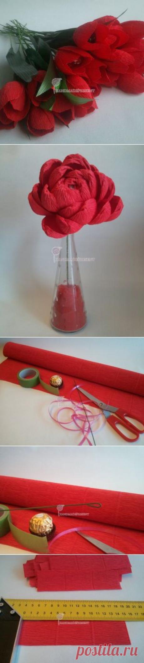 2 мастер-класса.Цветы для сладких букетов.Пион и тюльпаны