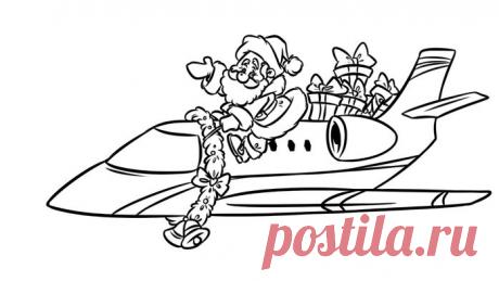 Санта Клаус и самолет Private Jet. Раскраски Эфен Гай