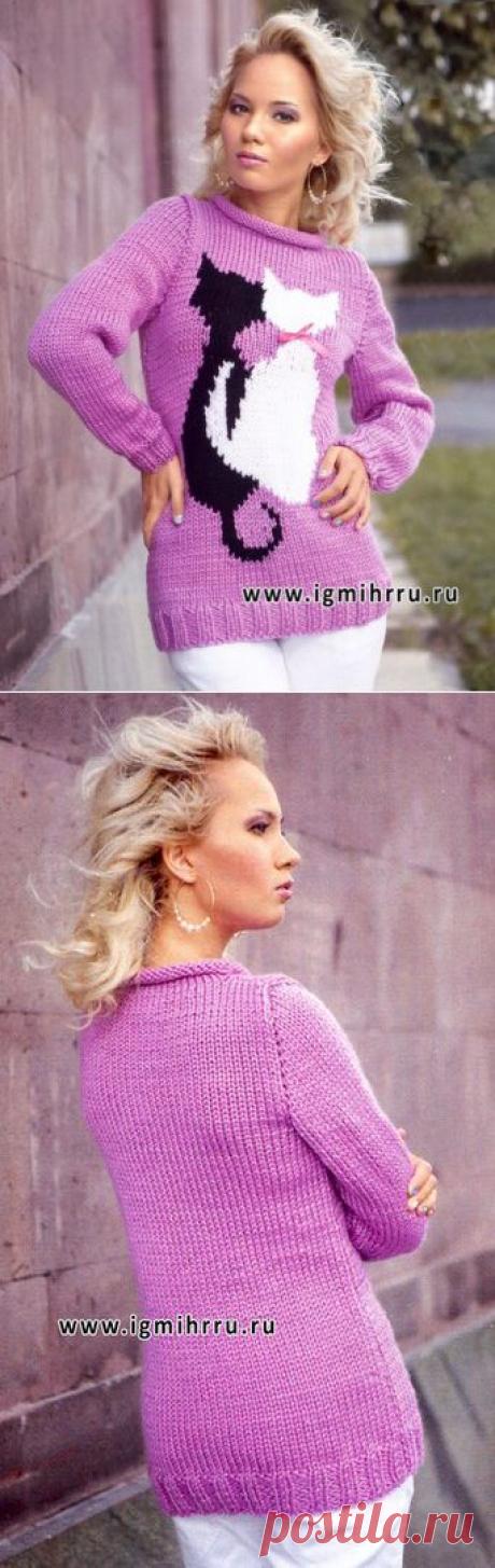 РОЗОВЫЙ СВИТЕР С КОШКАМИ.