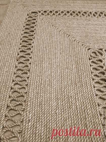 Купить Ковер циновка - бежевый, коврик, интерьерный коврик, джутовый ковер, джут, веревка