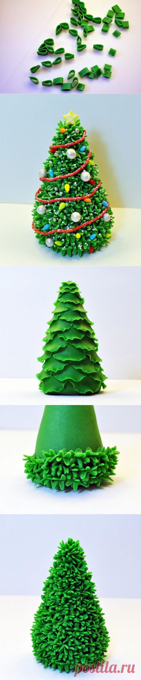 Cъедобные новогодние елки из мастики - all-he