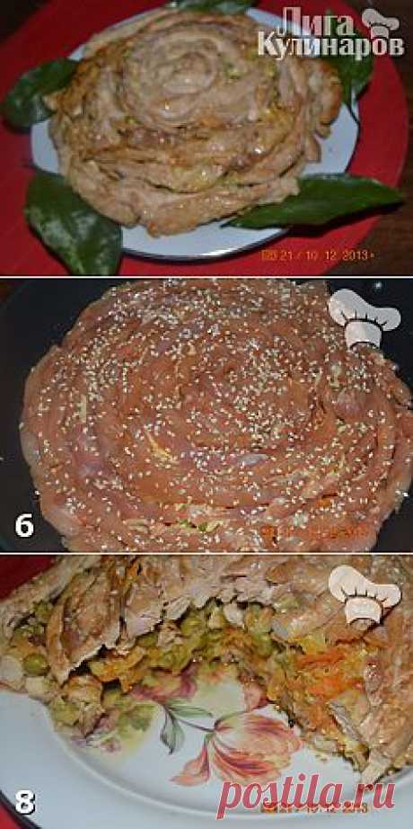 Мясной пирог Чайная роза в мультиварке — рецепт пошаговый от Лиги Кулинаров