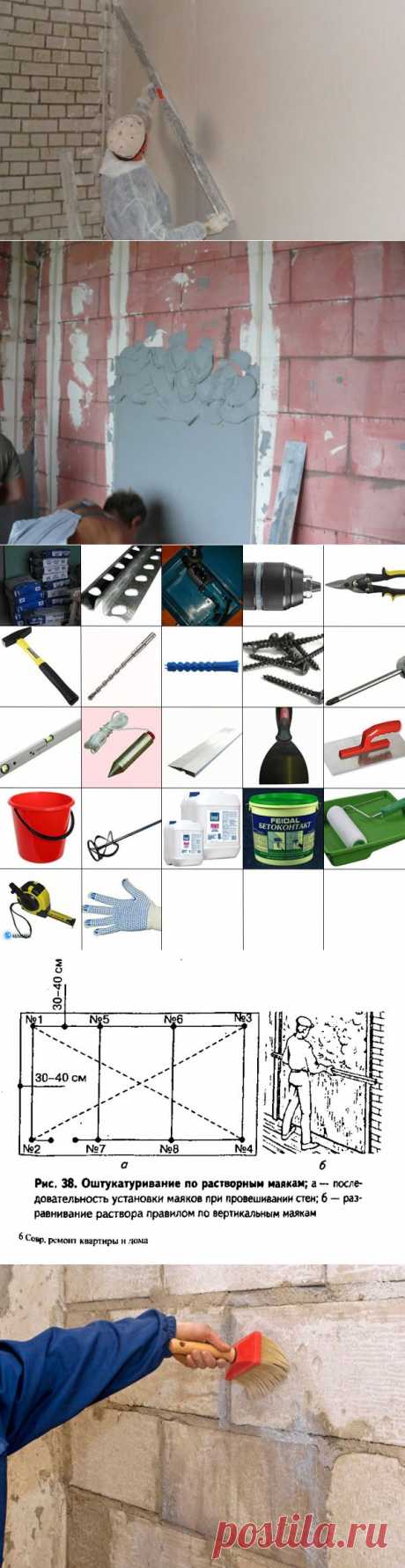 Все, что нужно знать о штукатурке по маякам мокрым способом