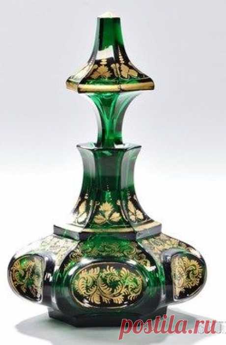 Cologne Bottle; Blown Molded, Scrolls