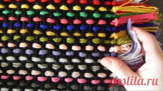 Вязание : Цветной коврик,плед,покрывало(крючком)