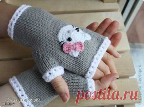 Митенки на двух спицах | Страна Мастеров