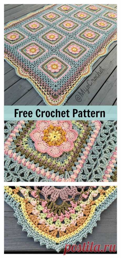 Floral Afghan Blanket Free Crochet Pattern