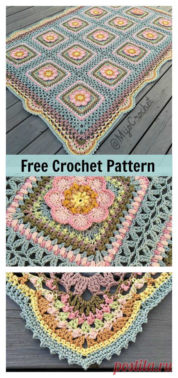 Floral Afghan Blanket Free Crochet Pattern