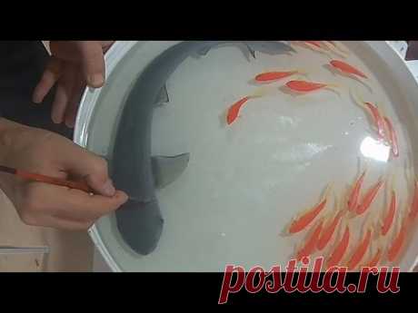 3D SHARK and Goldfish Painting