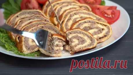 Блюдо ДВА В ОДНОМ, ГОРЯЧЕЕ И ЗАКУСКА ☆ Сырный РУЛЕТ С ФАРШЕМ