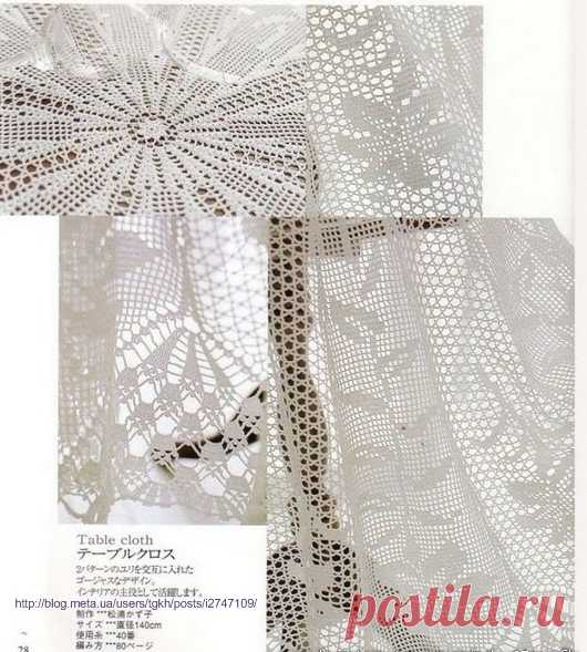 Блог "tgkh". Круглая филейная скатерть вязаная крючком ( 12-секторная, вяжется безотрывно от центра по кругу), Блог пользователя tgkh