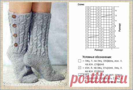 Носочки спицами, узоры со схемами