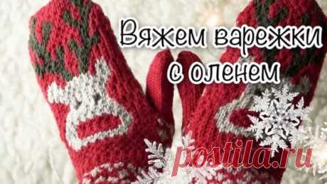 Вяжем Варежки С Оленем