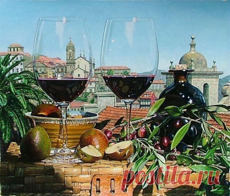 Акварели Eric Christensen цветы и вино