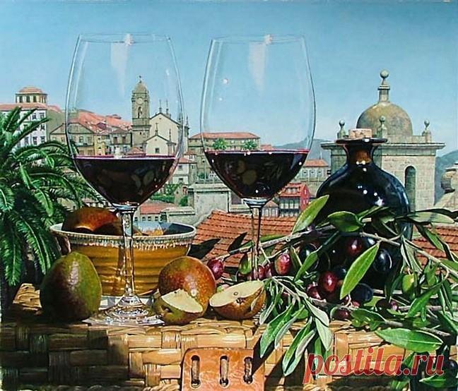 Акварели Eric Christensen цветы и вино