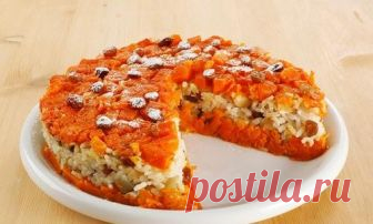 Запеканка из тыквы с рисом и фруктами. Рецепт с фото