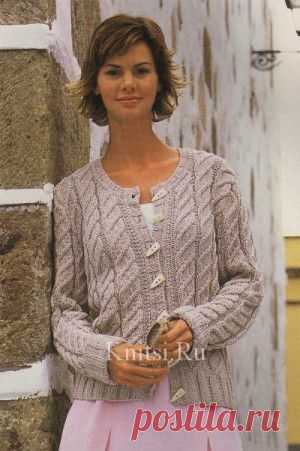 Жакет с узором из кос. Вязание для женщин / Жакеты / Спицами