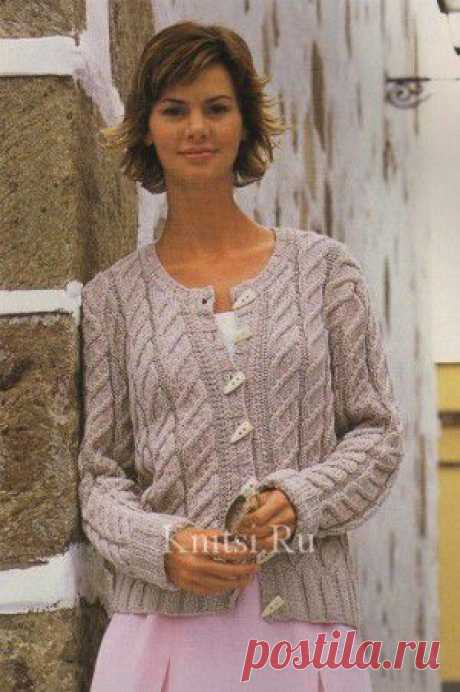Жакет с узором из кос. Вязание для женщин / Жакеты / Спицами