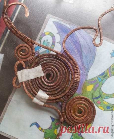 Ваяем &quot;Морского удильщика&quot; — большое колье в технике wire wrap -